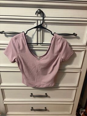 lululemon athletica Pale Pink V-Neck Short Sleeve Top